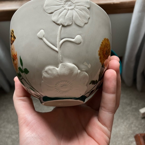 Anthropologie Nathalie Lete Titania Embossed Flowers Bird Mug and Bowl - Picture 10 of 11